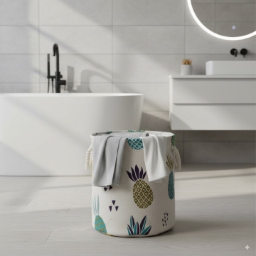 Chomik Корзина для белья/игрушек 35 x 40 см, круглая, с ананасами, размер M, NIZ4908 - Home Club