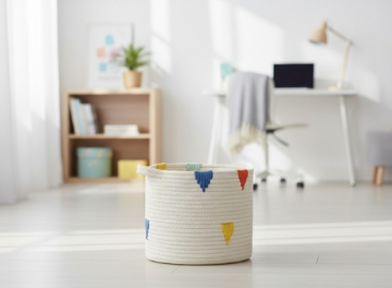 Chomik Корзина для белья/игрушек 32 x 29 см, круглая, белая с цветным узором, размер M, NIZ4991 - Home Club