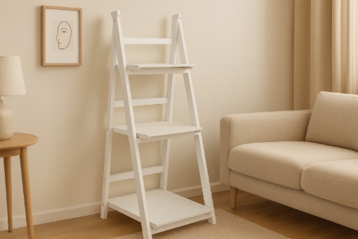 Chomik Белая лестничная полка с тремя полками 42 x 39 x 109 см, PHO8416 - Home Club