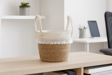 Chomik Плетений Кошик 28 x 20 x 26/36 См З Морської Трави З Франжами, LIS9203 - Home Club