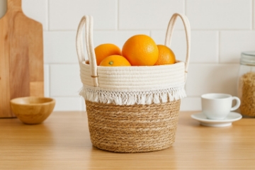 Chomik Плетеная корзина 28 x 20 x 26/36 см из морской травы с бахромой, LIS9203 - Home Club