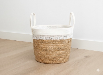 Chomik Плетеная корзина 37 x 31 x 32/44 см из морской травы с бахромой, LIS9227 - Home Club