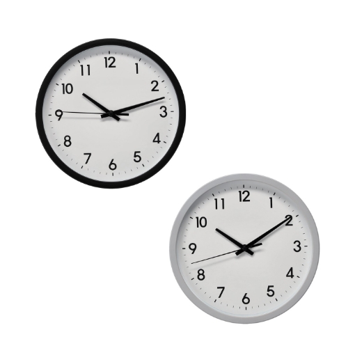 Chomik Круглий Настінний Годинник 22 x 22 x 3,8 См Білий/Чорний, ZEG4627 - Home Club