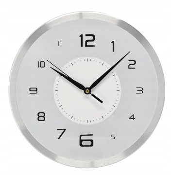 Chomik Настенные Часы Круглые 30,5 x 30,5 x 4,3 См Белые С Серебряной Рамкой, ZEG4672 - Home Club