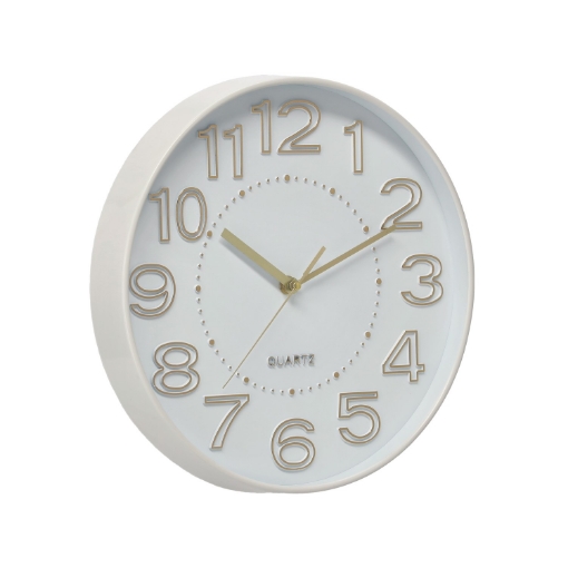 Chomik Настенные Часы Круглые 30,2 x 30,2 x 4,3 См Белые С Золотыми Цифрами, ZEG4726 - Home Club