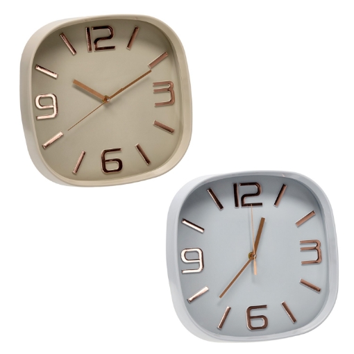 Chomik Настенные часы квадратные 30,3 x 30,3 x 5,7 см, бежевые/голубые, ZEG5531 - Home Club