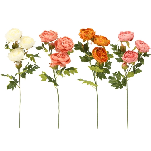 Chomik Искусственная ветка - пион с пятью цветами, 74 см, разноцветная, HID4038 - Home Club