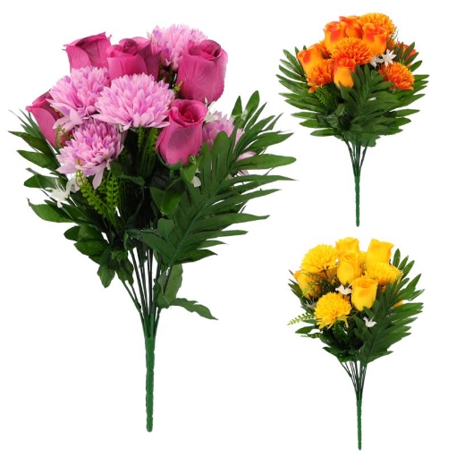 Chomik Искусственная ветка - букет из роз и хризантем 42 x 21 x 21 см, разноцветный, HID3116 - Home Club