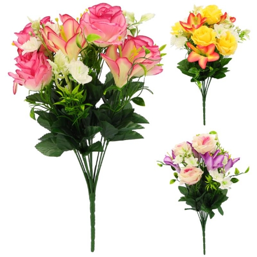 Chomik Искусственная ветка - букет из роз и лилий 43 x 25 x 25 см, разноцветный, HID3147 - Home Club