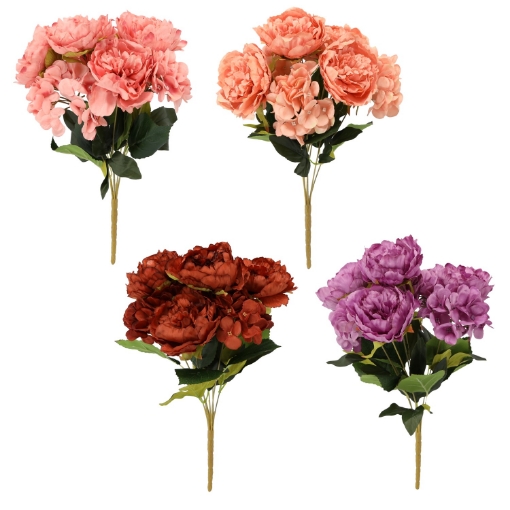 Chomik Штучна Гілка - Букет Півоній І Гортензій 43 См, Комбіновані Кольори, HID4090 - Home Club