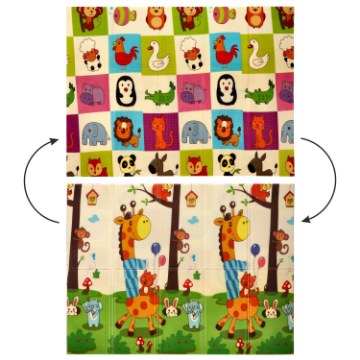 BackHome Living Двостороння Освітня Килимка 150x200x1 См Складна Тварини + Сумка, KID4336 - Home Club