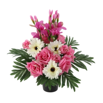 Chomik Искусственный букет цветов в горшке 43 см, разноцветный, HID2928 - Home Club