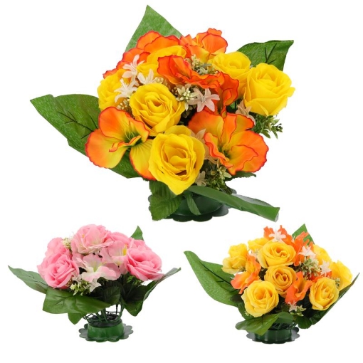 Chomik Искусственный букет из роз и гибискуса, размеры 25 x 28 x 28 см, разноцветный., HID2942 - Home Club