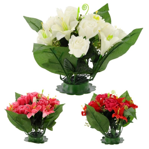 Chomik Искусственный букет из роз и лилий, размер 25 x 27 x 27 см, разноцветный, HID2959 - Home Club