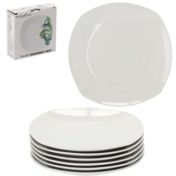 Chomik Kpl. 6 Десертних Тарілок 20 См Квадратних Білих, AIC2349 - Home Club