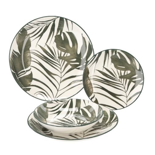 Chomik Обеденный набор, 18 предметов, круглый, зеленые листья, BIM1311 - Home Club