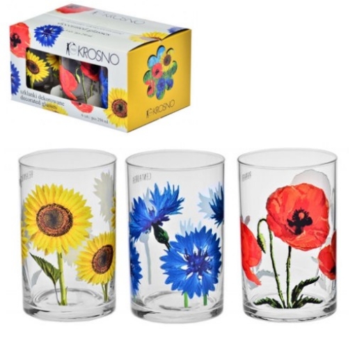 Krosno Набор из 6 бокалов с украшением в виде мака и подсолнуха, KRO9586 - Home Club