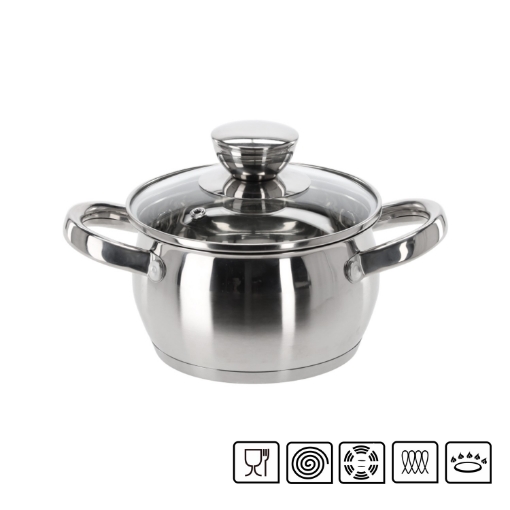 Chomik Нержавеющая кастрюля с крышкой 1 л 14 см Belly, KIR3103 - Home Club