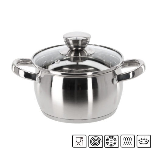 Chomik Нержавеющая Кастрюля С Крышкой 1,5 Л 16 См Belly, KIR3110 - Home Club