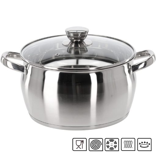 Chomik Нержавеющая кастрюля с крышкой 5 л 24 см Belly, KIR3394 - Home Club