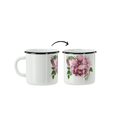 Chomik Эмалированная Чашка 0,5 Л 8 См Белый Пивонь Лаура, EMA9013 - Home Club