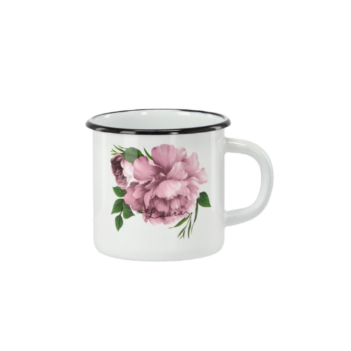 Chomik Эмалированная Чашка 1 Л 11 См Белый Пивонь Лаура, EMA9037 - Home Club