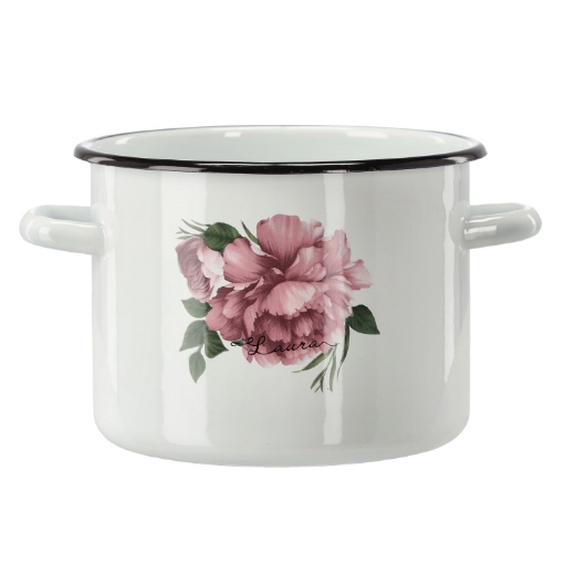Chomik Эмалированная Кастрюля 4,5 Л 20 См Белый Пивонь Лаура, EMA9211 - Home Club