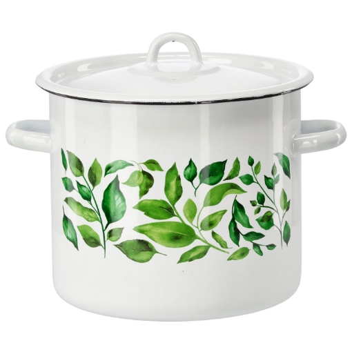 Chomik Эмалированная Кастрюля 7 Л 22 См Белый Фикус С/П, EMA9266 - Home Club