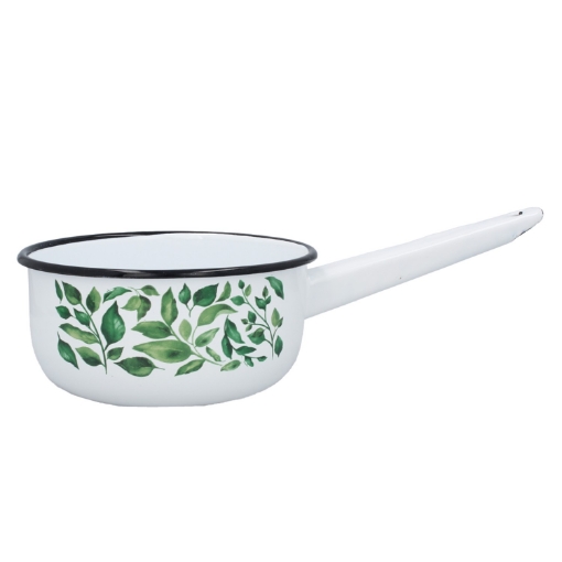 Chomik Эмалированная Сковорода С Ручкой 1,5 Л 16 См Белый Фикус, EMA9280 - Home Club