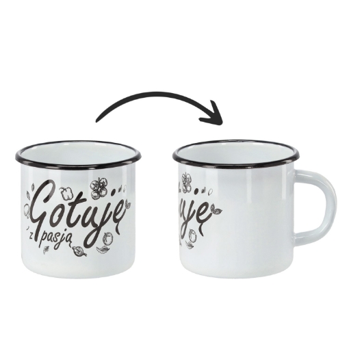 Chomik Эмалированная Чашка 1 Л 11 См Белый Цвет «Готовлю С Любовью», EMA2310 - Home Club