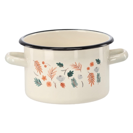 Chomik Эмалированная Кастрюля 2 Л 16 См Кремовый Листья, EMA2341 - Home Club