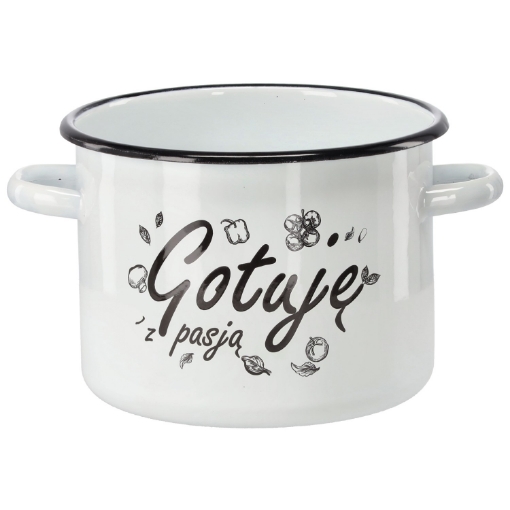 Chomik Эмалированная Кастрюля 4,5 Л 20 См Белого Цвета «Готую С Удовольствием», EMA2396 - Home Club