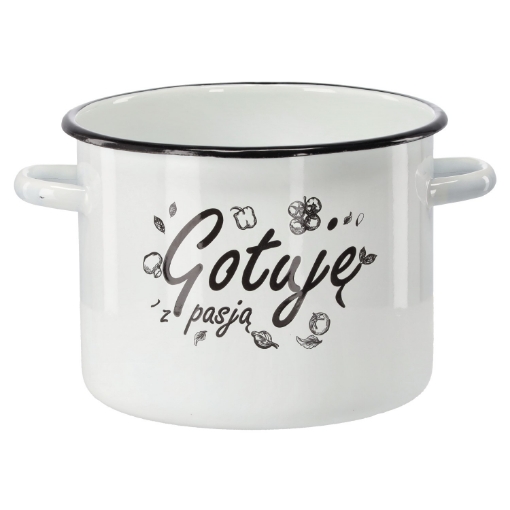 Chomik Эмалированная Кастрюля 5,5 Л 22 См Белый Цвет «Готую С Удовольствием», EMA2419 - Home Club