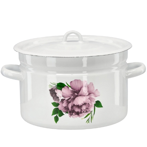 Chomik Эмалированная Кастрюля 9 Л 26 См Белый Пивонь Лаура З/П, EMA2639 - Home Club