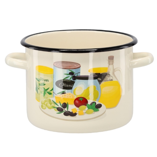 Chomik Эмалированная Кастрюля 4,5 Л 20 См Кремовый Оливковый, EMA7510 - Home Club