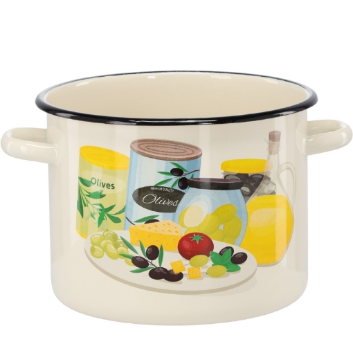 Chomik Эмалированная Кастрюля 5,5 Л 22 См Кремовый Оливковый, EMA7473 - Home Club