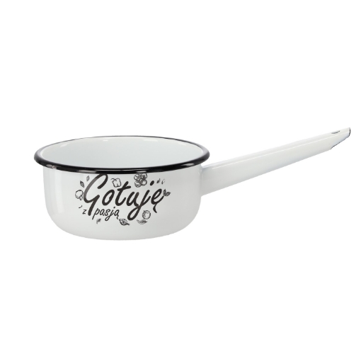 Chomik Эмалированная Сковорода С Ручкой 1,5 Л 16 См Белый Цвет «Готовлю С Страстью», EMA6161 - Home Club