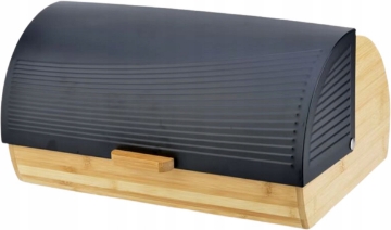 Chomik Хлебник Anise - Бамбуковый С Металлической Крышкой 38 x 28 x 18,5 См Черный, NEL8855 - Home Club