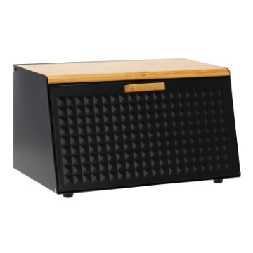 Chomik Хлебник Hibisco - Эмалированный С Бамбуковой Крышкой 35,5 x 17 x 19,5 См Черный, NEL8879 - Home Club