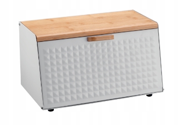 Chomik Хлебник Hibisco - Эмалированный С Бамбуковой Крышкой 35,5 x 17 x 19,5 См Белый, NEL8886 - Home Club