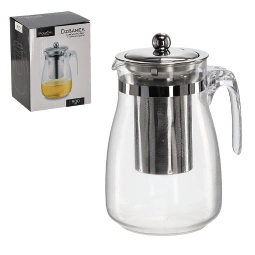 Chomik Жаропрочный кувшин с заварочным устройством и металлической крышкой, объем 900 мл, LUT1557 - Home Club