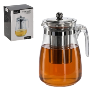 Chomik Жаропрочный кувшин с заварочным устройством и металлической крышкой, объем 900 мл, LUT1557 - Home Club