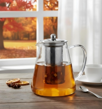 Chomik Жаропрочный кувшин с заварочным устройством и металлической крышкой, объем 950 мл, LUT1564 - Home Club