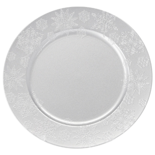Chomik Круглая подставка 33 x 33 x 2 см с узором снежинок, серебристая, VEN8625 - Home Club