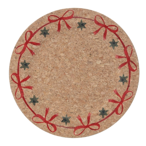 Chomik Круглая подставка 33 x 33 x 1,5 см, из пробки, с ленточками, VEN7755 - Home Club