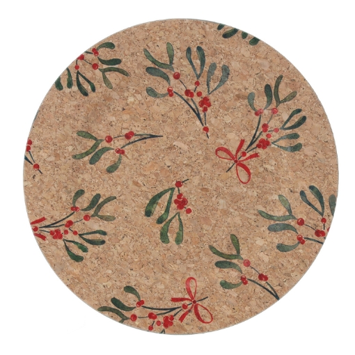 Chomik Круглая подставка 33 x 33 x 1,5 см из пробки в виде омелы, VEN7762 - Home Club