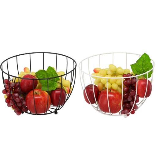 Chomik Корзина для фруктов 26 x 26 x 16,5 см, металлическая, двухцветная, черно-белая, NIW8953 - Home Club