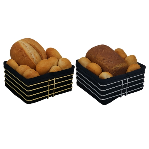 Chomik Корзина для хлеба 21,5 x 21,5 x 11 см, сочетание двух цветов: золотой/серебряный с черной вставкой, NIW8991 - Home Club