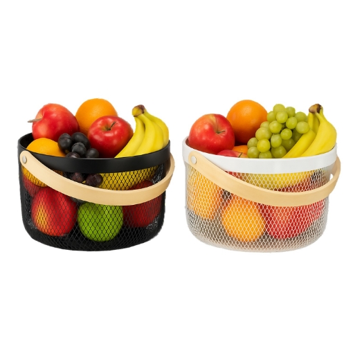 Chomik Корзина для фруктов 25 x 25 x 17,5 см, круглая с ручкой, двухцветная, бело-черная, NIW9097 - Home Club