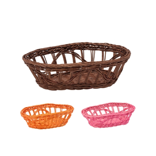 Chomik Овальная корзина из ротанга, 25 x 17,5 x 8 см, шоколадный / розовый / оранжевый, DRA6294 - Home Club